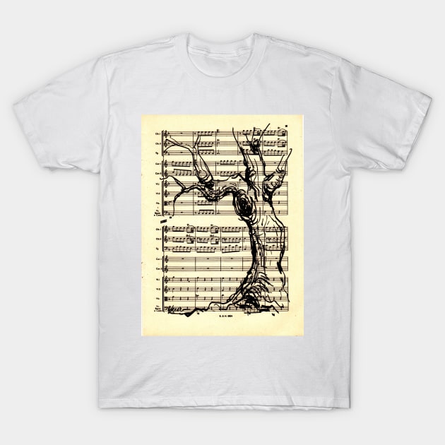 Handel Water Music Tree #1 T-Shirt by tranquilwaters